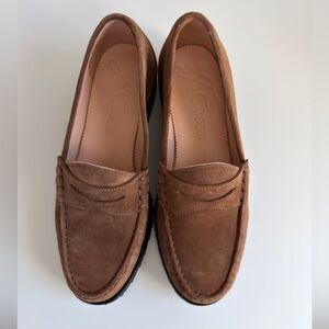 J Crew brown suede loafer size 6.5 black chunky sole